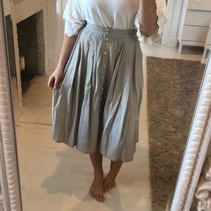 Mary’s outfit grey button up pleated midi skirt